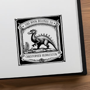 Vintages Dinosaurier-Individuelle Name-Buchzeichen Gummistempel