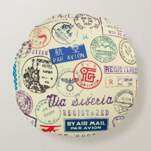 Vintages Dokument: Briefmarke Set Collection Rundes Kissen