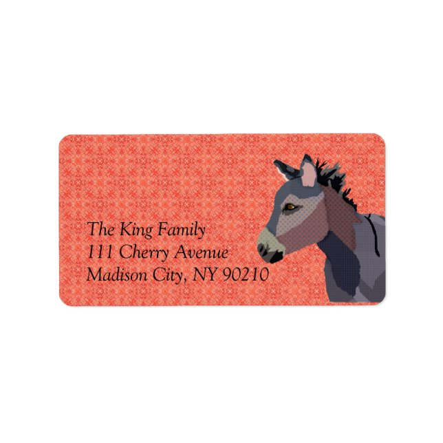 Vintages Donkey-Etikett Adressaufkleber (Vorne)