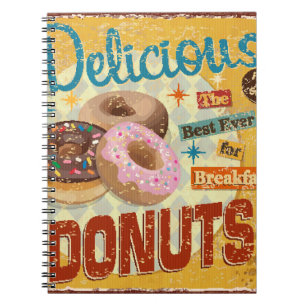Vintages Donuts Metallschild, Vintag, Schild, Donu Notizblock
