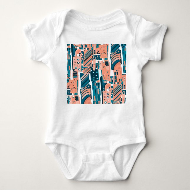 Vintages Doodle Nahtloses Muster. Baby Strampler (Vorderseite)