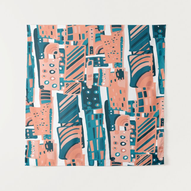 Vintages Doodle Nahtloses Muster. Wandteppich (Vorderseite)