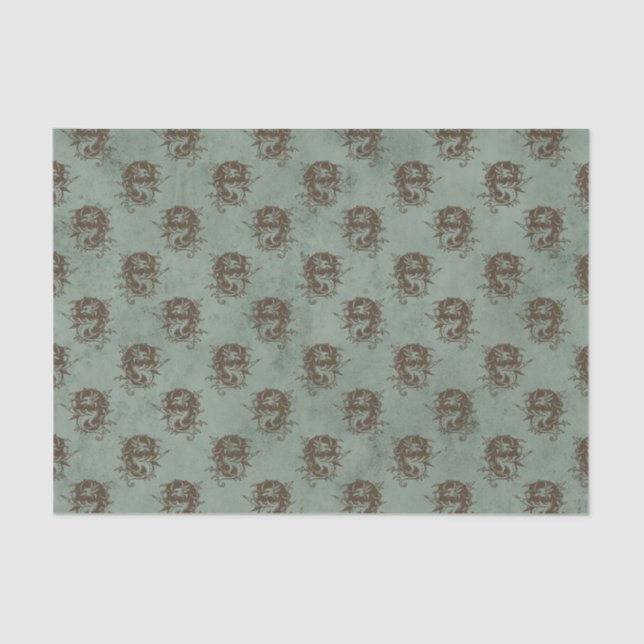 Vintages Drachenmuster Seidenpapier (Vorderseite)