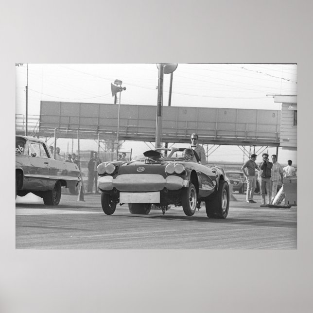 Vintages Drag Racing - Korvette am Löwenstreifen Poster (Vorne)