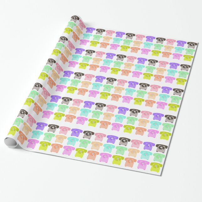 Vintages Drehskalatelefon Geschenkpapier (Ungerollt)