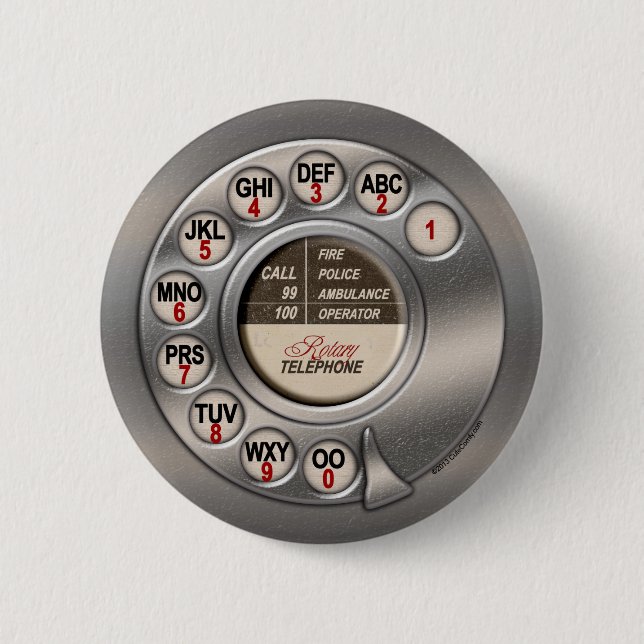 Vintages Drehtelefon Button (Vorderseite)
