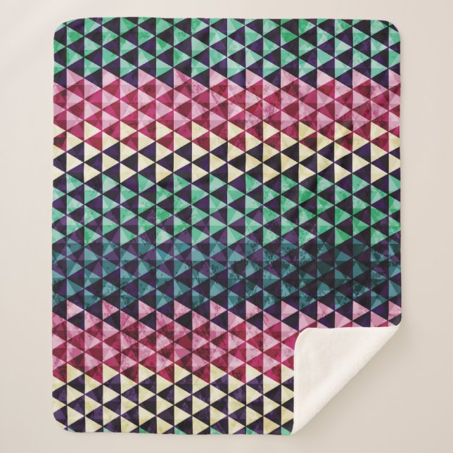 Vintages Dreieck Geometrisches Nahtloses Muster Sherpadecke (Vorderseite)