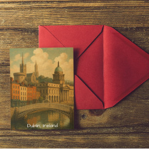 Vintages Dublin Travel Retro Irland City Artwork Postkarte