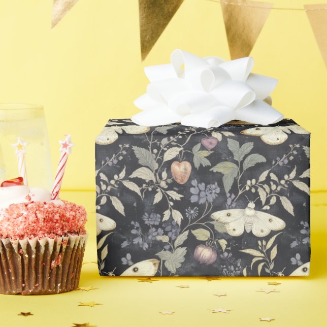 Vintages dunkles gotisches botanisches Maul Geschenkpapier (Geburtstagsparty)