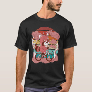 Vintages duotonrotes Panda Rad Fahrrad Fahrrad Fah T-Shirt