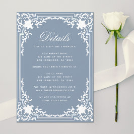 Vintages Dusty Blue Elegante Script Hochzeitsdetai Begleitkarte
