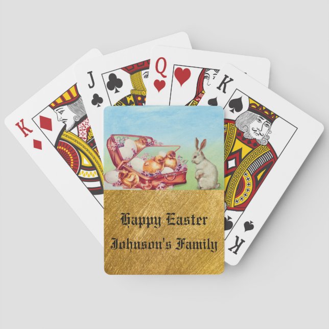 Vintages Easter-Kaninchen Spielkarten (Rückseite)