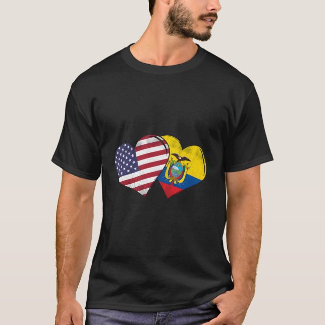 Vintages Ecuador - amerikanisches Flaggenherz für  T-Shirt (Vorderseite)