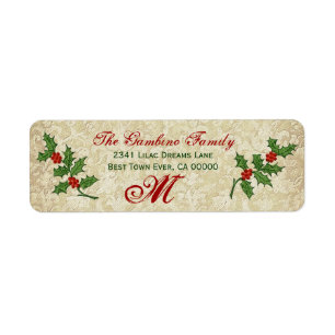 Vintages Efeu-Weihnachtsstechpalmen-Monogramm