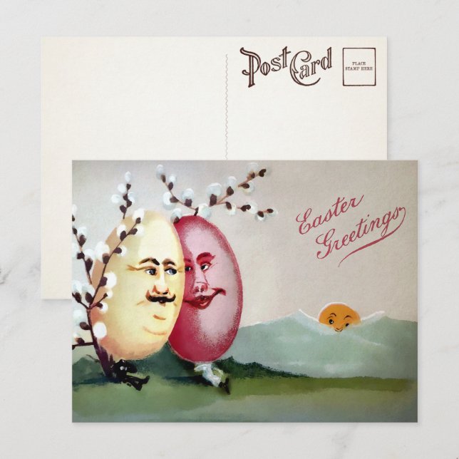 Vintages Ei Paare Ostern Postkarte (Vorne/Hinten)