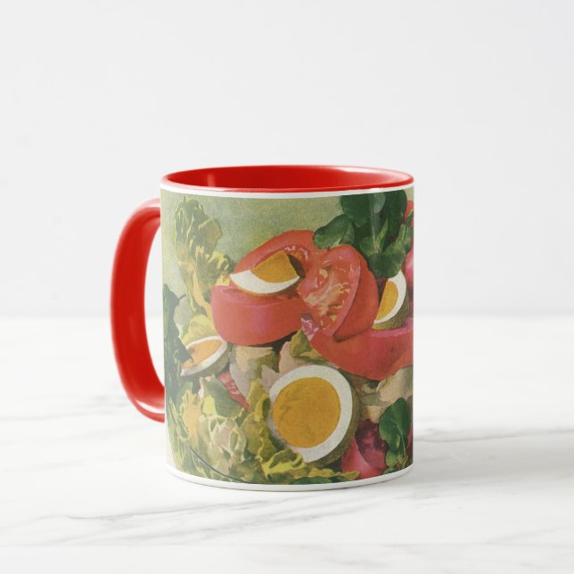 Vintages Ei und Tomatensalat Tasse (Vorderseite Links)
