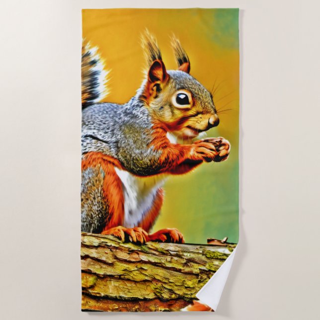 Vintages Eichhörnchen Strandtuch (Vorderseite)