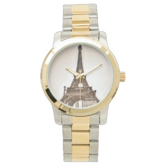 Vintages Eiffelturm-Foto Armbanduhr