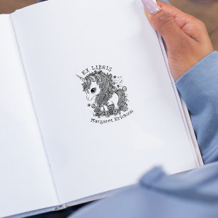Vintages Einhorn, Fantasie Custom Ex Libris, Buch Gummistempel