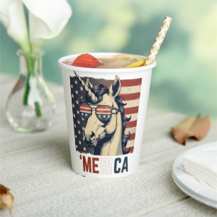 Vintages Einhorn Merica 4. july patriotisch Pappbecher