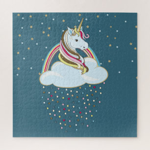 Vintages Einhorn: Regenbogenwolken-Illustration