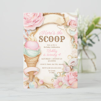 Vintages Eis in Pastellfarben Einladung