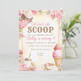 Vintages Eis Party Rosa Eis Einladung