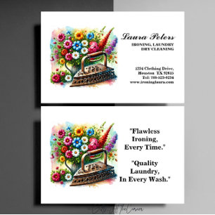 Vintages Eisengebläse Bügelwäsche Trockenreinigung Visitenkarte
