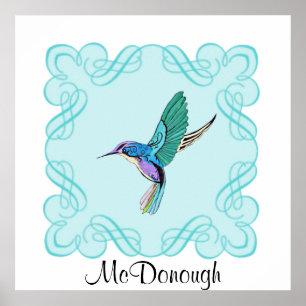 Vintages Elegant Hummingbird Poster