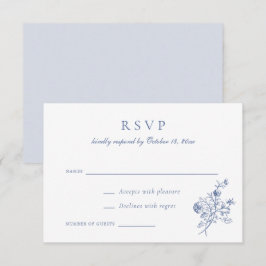 Vintages elegantes Blueskript Blue Wedding RSVP Einladung
