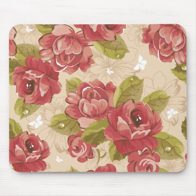 Vintages elegantes Blumenmuster Mousepad (Vorne)