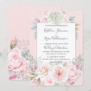 Vintages elegantes Blumenrosa-Grau irgendein Einladung