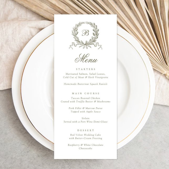 Vintages elegantes Olive Oak Menükarte (Von Creator hochgeladen)