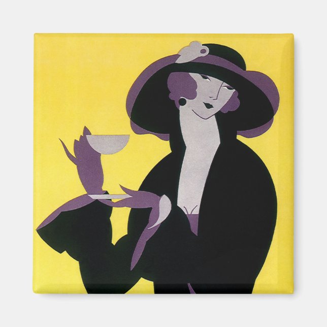Vintages elegantes Party "Drinking Afternoon Tea" Magnet (Vorne)