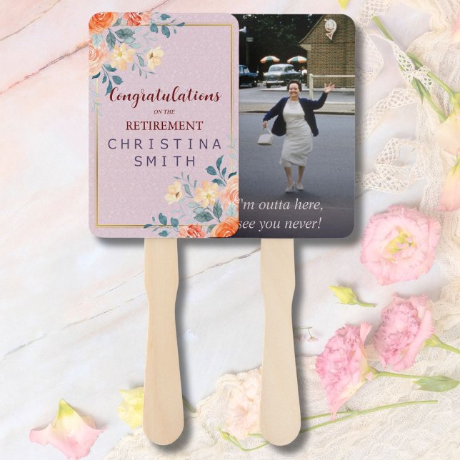 Vintages elegantes Party für Aquarellbilder Fächer (Vintage Elegant Floral Watercolor Retirement Party Hand Fan)