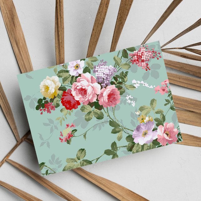 Vintages elegantes rosa Rote Rosen Muster Postkarte (Vintage Elegant Pink Red Roses Pattern )