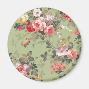 Vintages elegantes rosarotes gelbes Rosen-Muster Magnet