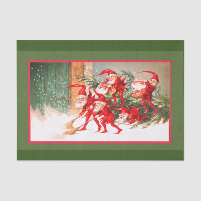 Vintages Elf-Weihnachtsbuch Seidenpapier (Vorderseite)