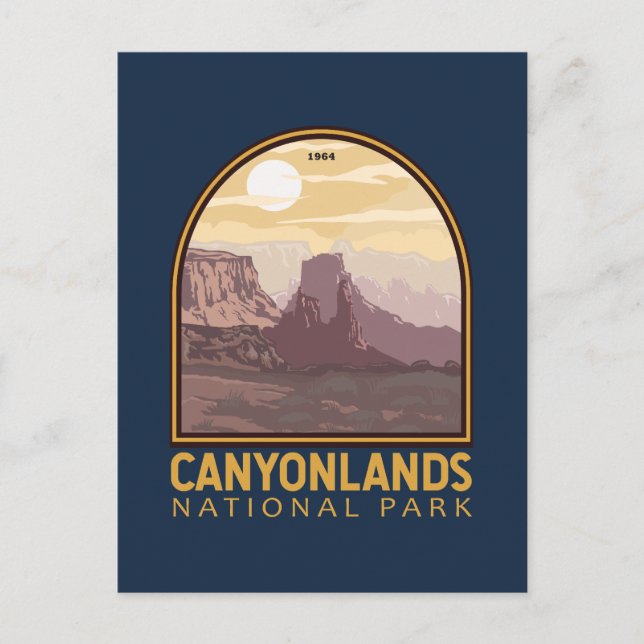 Vintages Emblem im Canyonlands-Nationalpark Postkarte (Vorderseite)