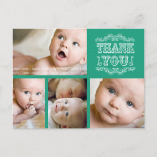 VINTAGES Emerald Foto Baby Danke Post Card Postkarte