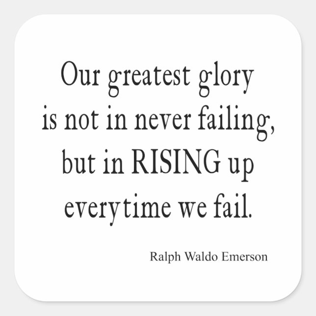 Vintages Emerson Overcoming Failure Zitat Quadratischer Aufkleber (Vorderseite)