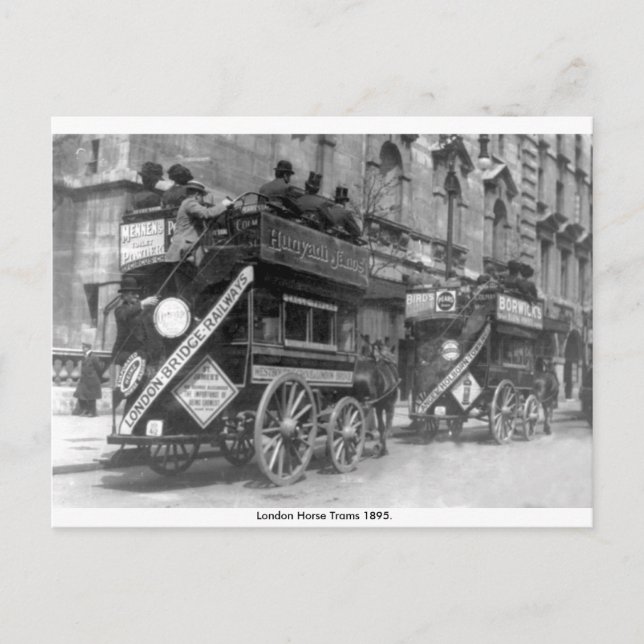 Vintages England, Londoner Pferdebahnen Postkarte (Vorderseite)