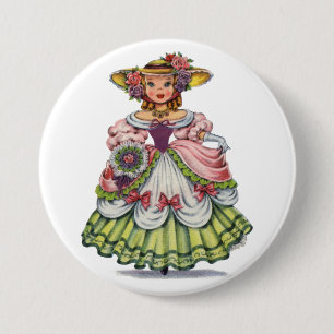 Vintages englisches Mädchen in Elizabethan Button