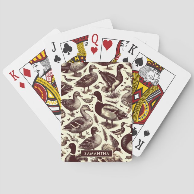 Vintages Enten- und Gänsemuster Spielkarten (Rückseite)