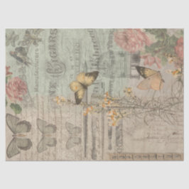 Vintages Ephemera & Butterfly-Shabby Chic Seidenpapier
