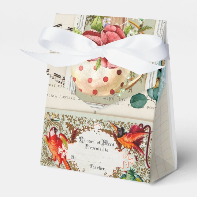 Vintages Ephemera Collage-Design Geschenkschachtel (Vorderseite)