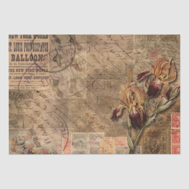 Vintages Ephemera Collage Shabby Chic Seidenpapier (Vorderseite)