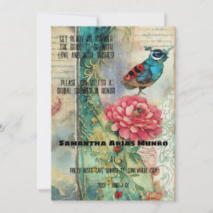 Vintages Ephemera Fantasy Bird Brautparty Einladung