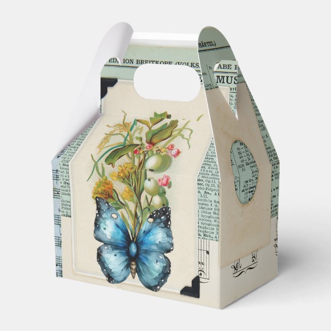 Vintages Ephemera mit Blume-Design Geschenkschachtel (Vorderseite)