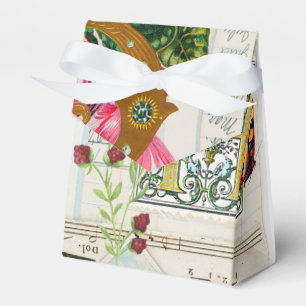 Vintages Ephemerdesign mit Blume und Schmetterling Geschenkschachtel